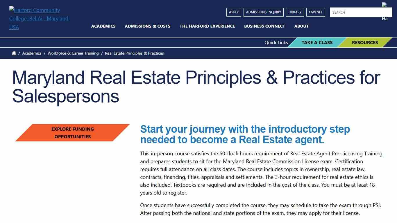 Real Estate Principles & Practices | Harford Community College