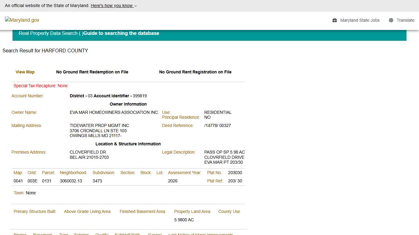 SDAT: Real Property Data Search