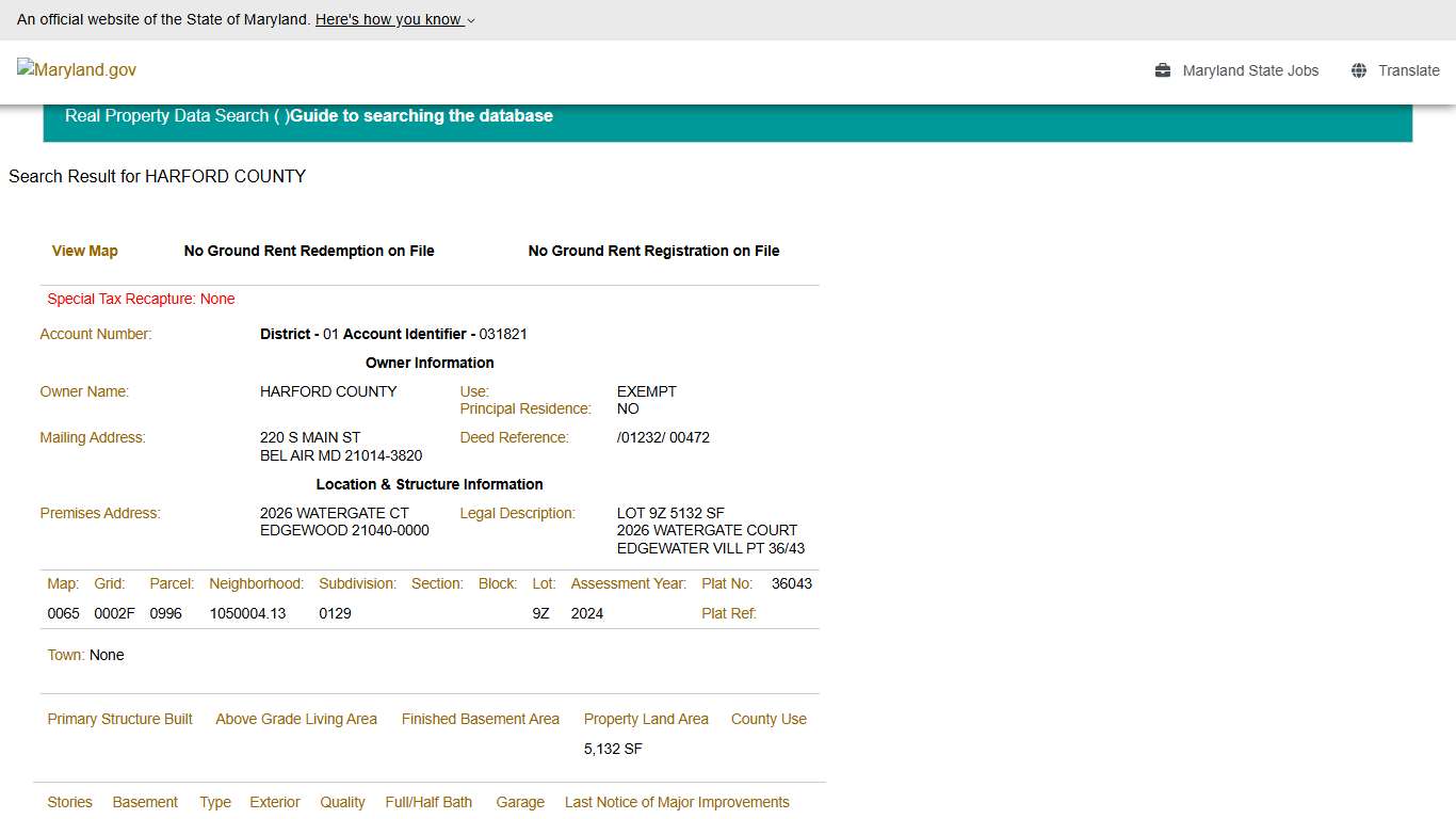 SDAT: Real Property Data Search